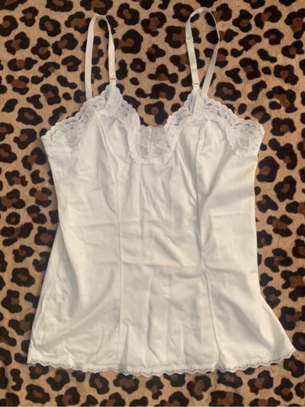 80s 90s vintage White Lace-Trim Camisole Tank top